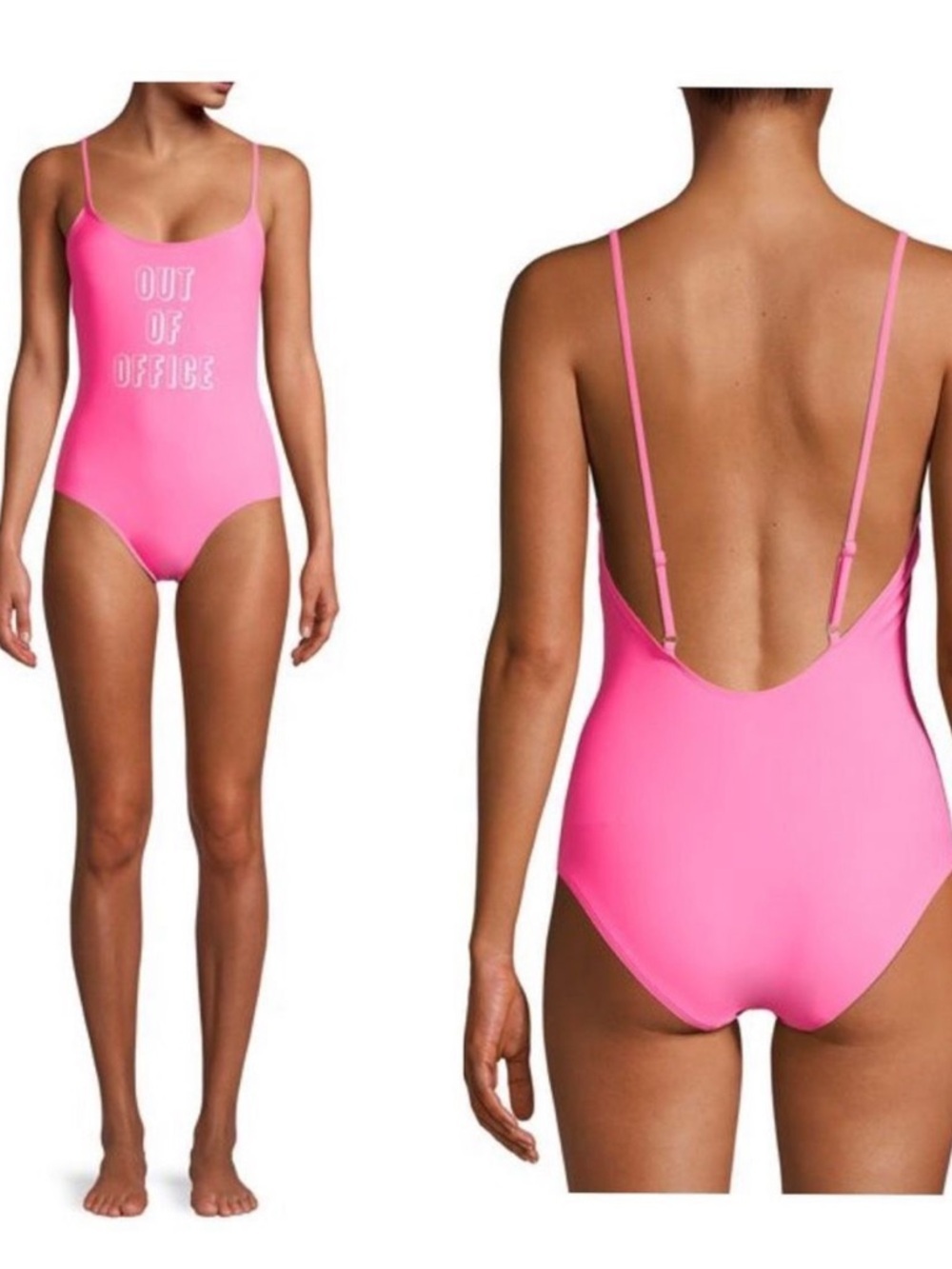 No Boundaries Out Of Office Neon Pink One Piece Swimsuit M